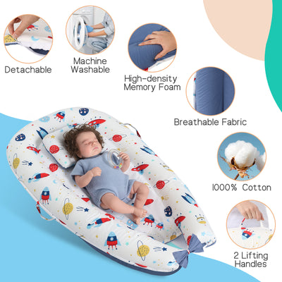 Baby's Crib pure Cotton Sleeve , High-grade Memory Foam, Inner Core, Detachable, Easy To Clean, Easy To Carry