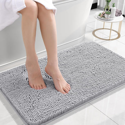 Long Wool Chenille Floor Mat Absorbent Carpet Plain Non-slip Bathroom Bedroom Pedal