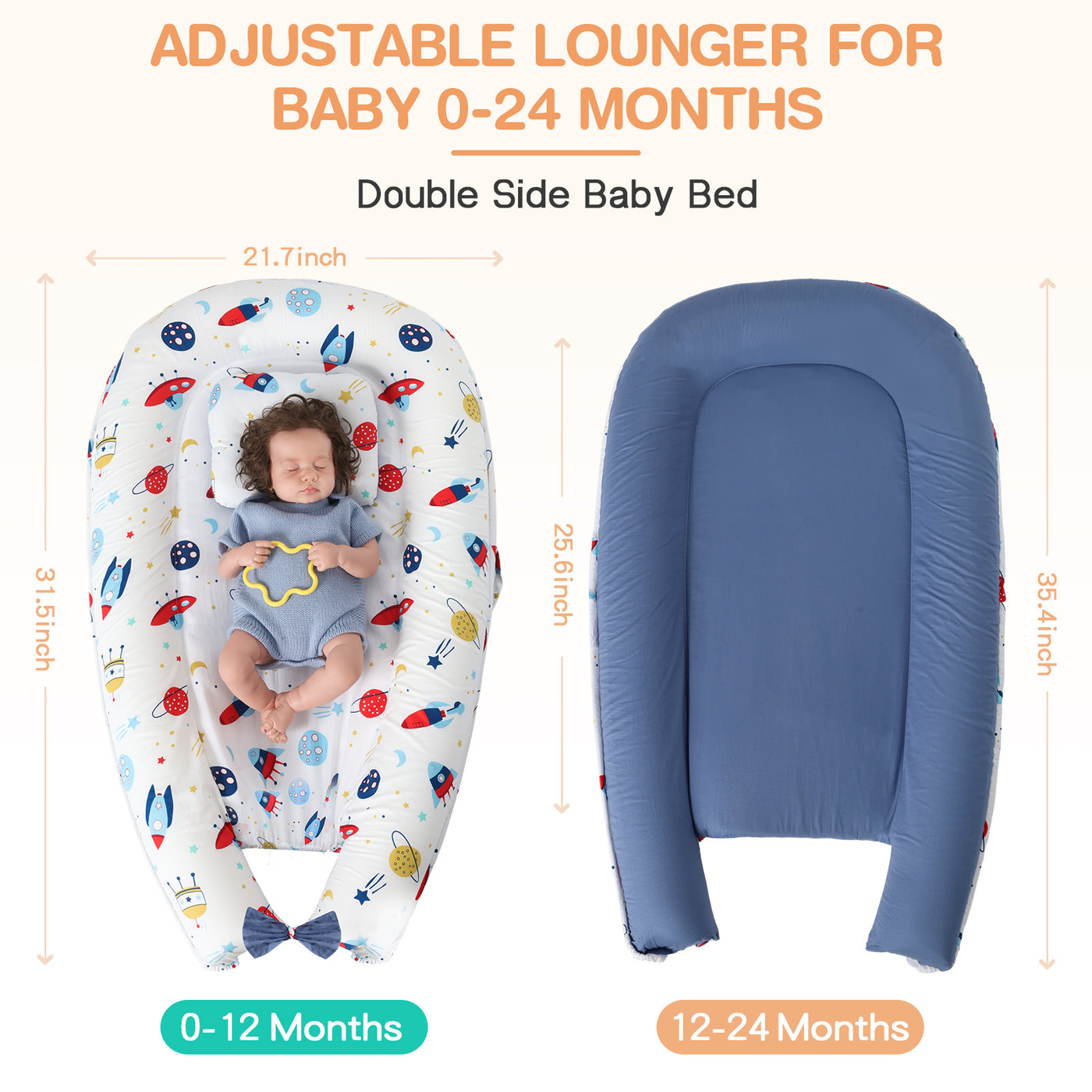 Baby's Crib pure Cotton Sleeve , High-grade Memory Foam, Inner Core, Detachable, Easy To Clean, Easy To Carry