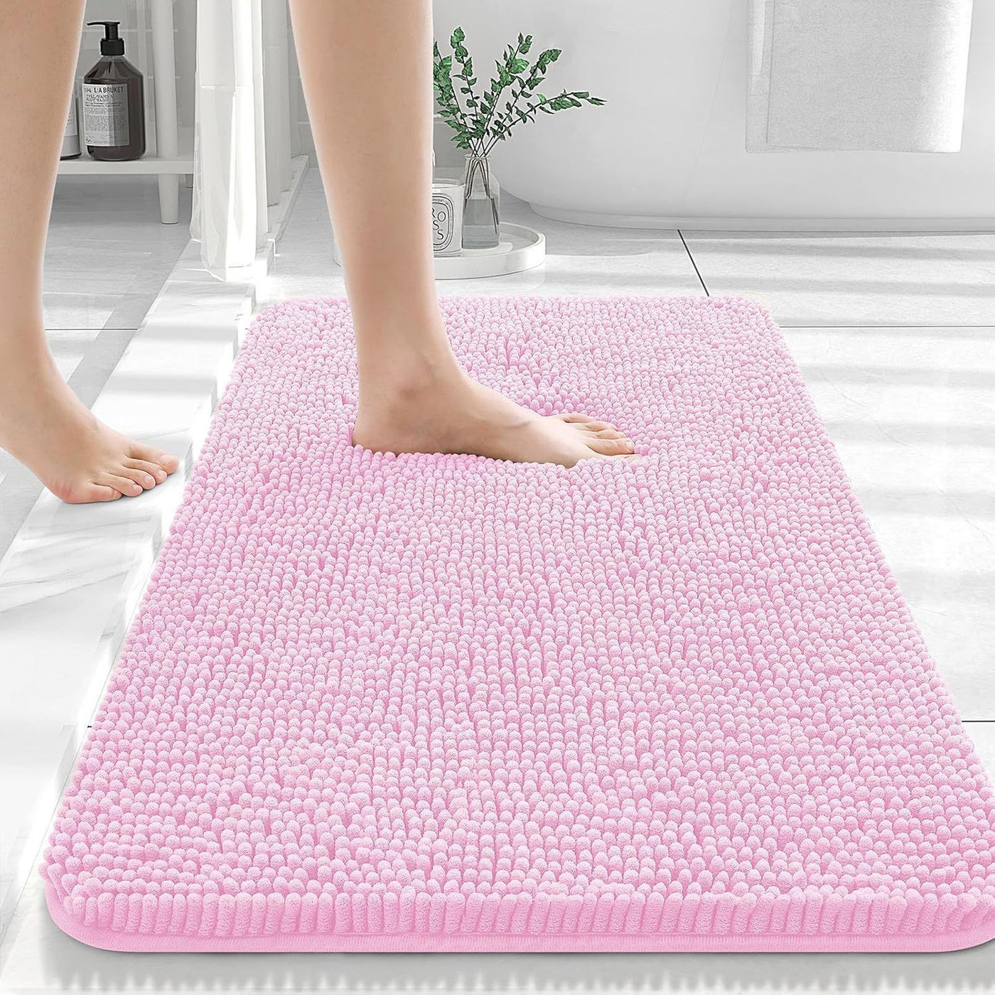 Long Wool Chenille Floor Mat Absorbent Carpet Plain Non-slip Bathroom Bedroom Pedal