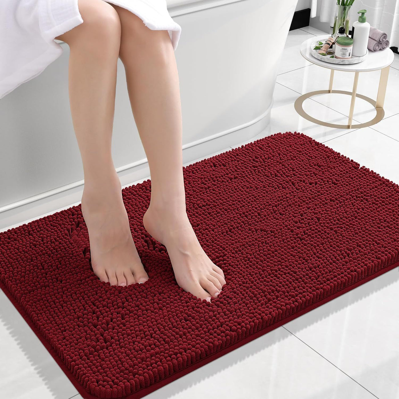 Long Wool Chenille Floor Mat Absorbent Carpet Plain Non-slip Bathroom Bedroom Pedal