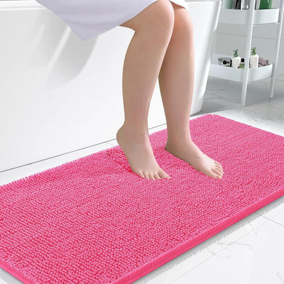 Long Wool Chenille Floor Mat Absorbent Carpet Plain Non-slip Bathroom Bedroom Pedal